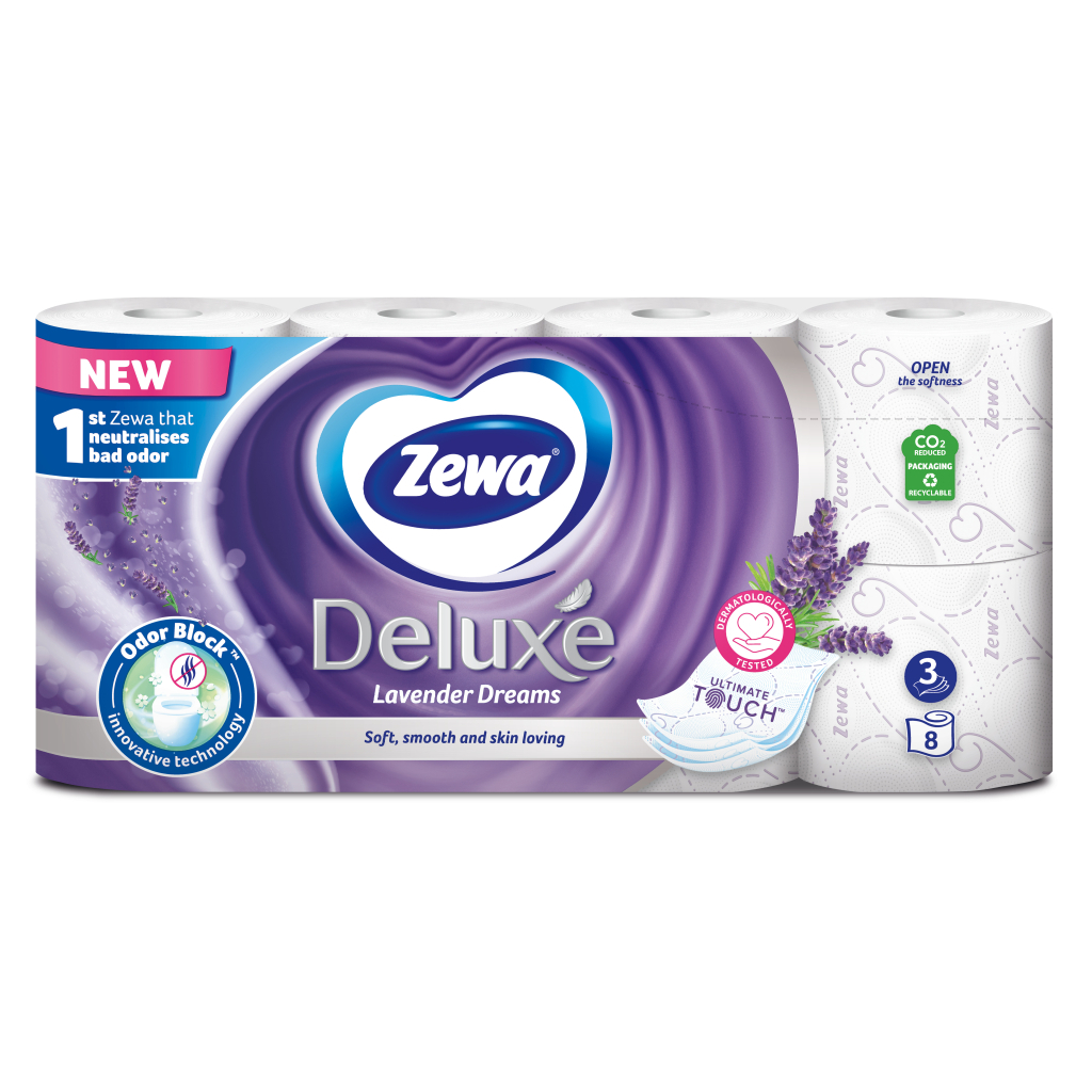 Туалетний папір Zewa Deluxe Лаванда 3 шари 8 рулонів (7322541171777) - зображення 1