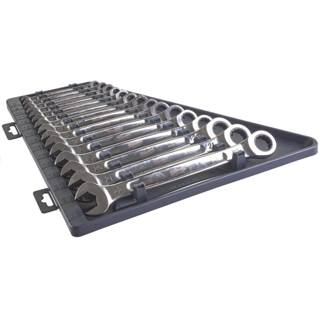 Ключ Milwaukee MAX BITE рожково-накидний з тріскачкою, 15шт, 8-22мм (4932464994) - зображення 3