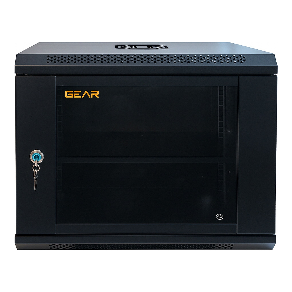 Шафа настінна GEAR 9U 19" 600x450x500 мм, + полка 19", black (GWMSN-9U-600-450) - изображение 1