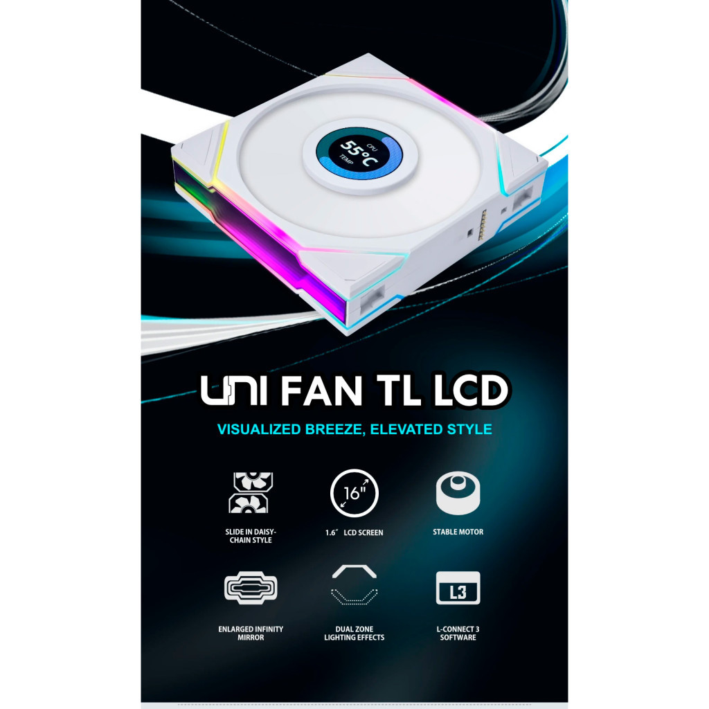 Кулер до корпусу Lian Li TL LCD 120-3, Black Cooler (G99.12TLLCD3B.00) - зображення 9