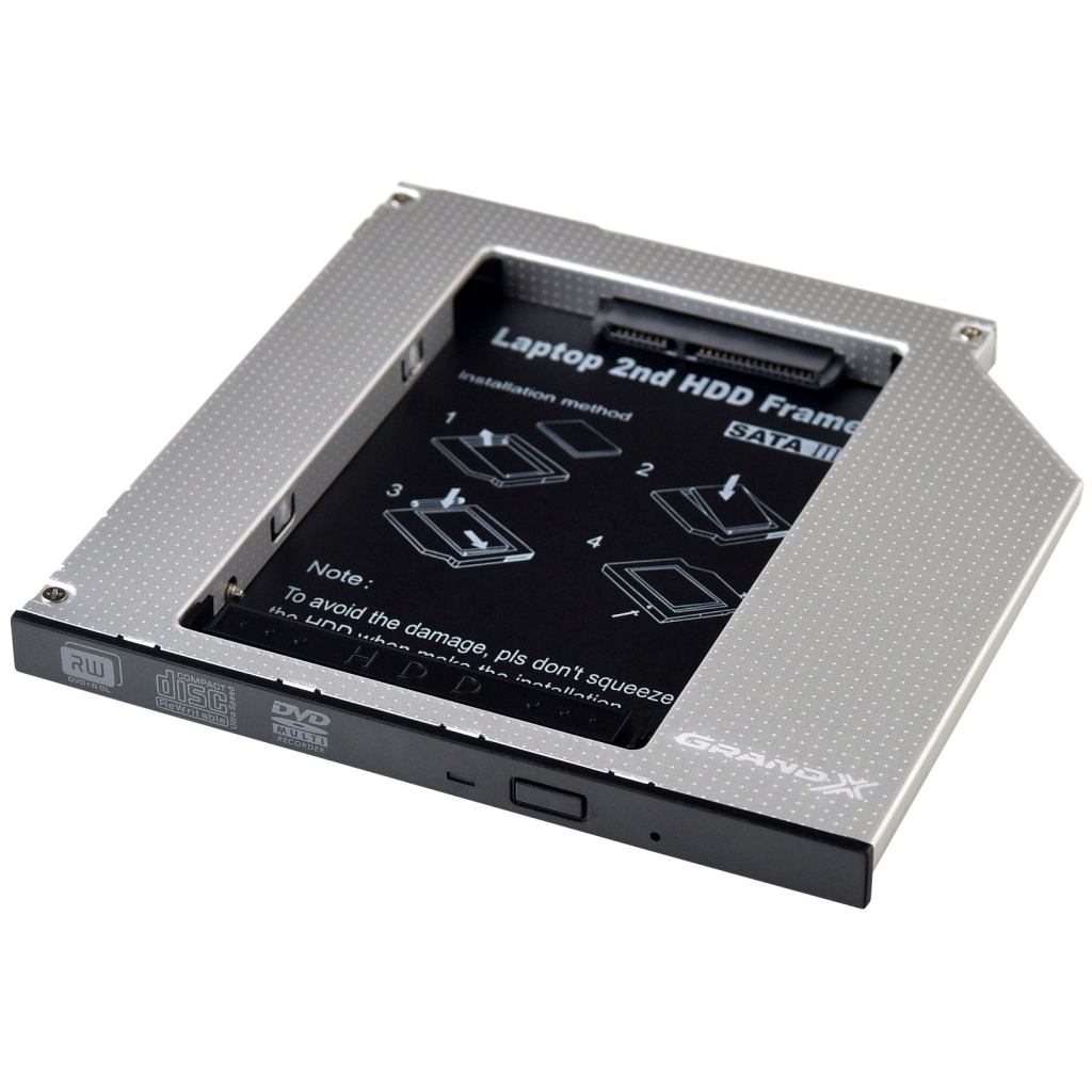 Фрейм-перехідник Grand-X HDD 2.5'' to notebook 9.5 mm ODD SATA3 (HDC-26) - зображення 1