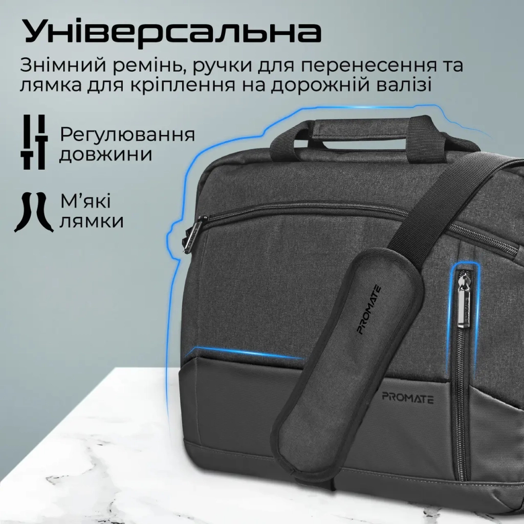 Сумка для ноутбука Promate 15.6" Satchel-MB black (satchel-mb.black) - зображення 6