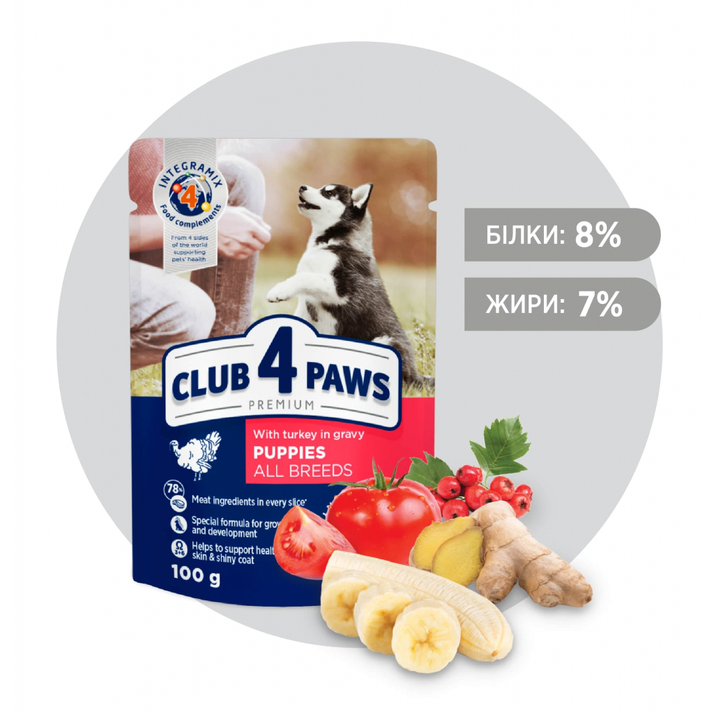Вологий корм для собак Club 4 Paws для цуценят з індичкою в соусі 100 г (4820215363198) - зображення 2