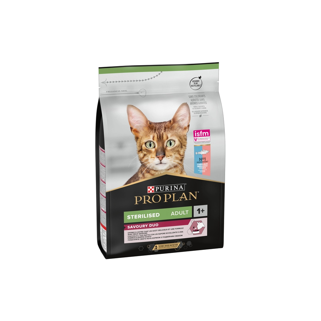 Сухий корм для кішок Purina Pro Plan Sterilised Adult 1+ Savoury Duo Після стерилізації З тріскою та фореллю 3 кг (7613036732550) - зображення 2