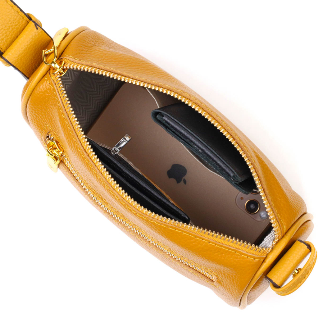 Сумка Vintage На плече крос-боді з натуральної шкіри Жовта (22100) - зображення 7