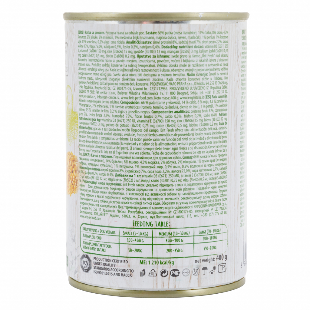 Консерви для собак Brit Fresh Duck/Millet 400 г (з качкою та пшоном) (8595602533909) - зображення 2