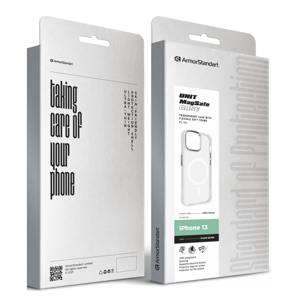 Чохол до мобільного телефона Armorstandart Unit MagSafe Apple iPhone 13 Matte Clear Silver (ARM70445) - зображення 6