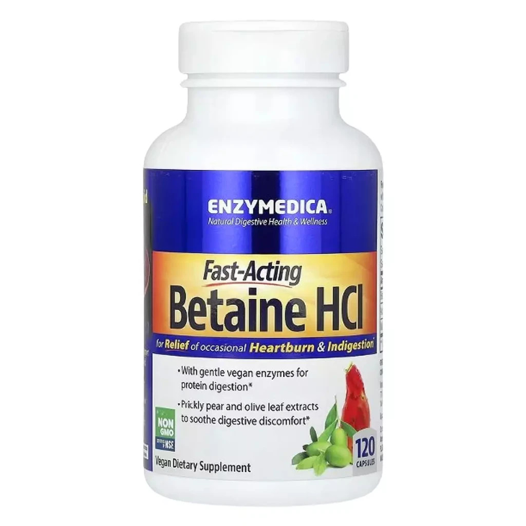 Вітамінно-мінеральний комплекс Enzymedica Бетаїн HCI 1300мг, 120 капсул (ENZ-10081) - зображення 3