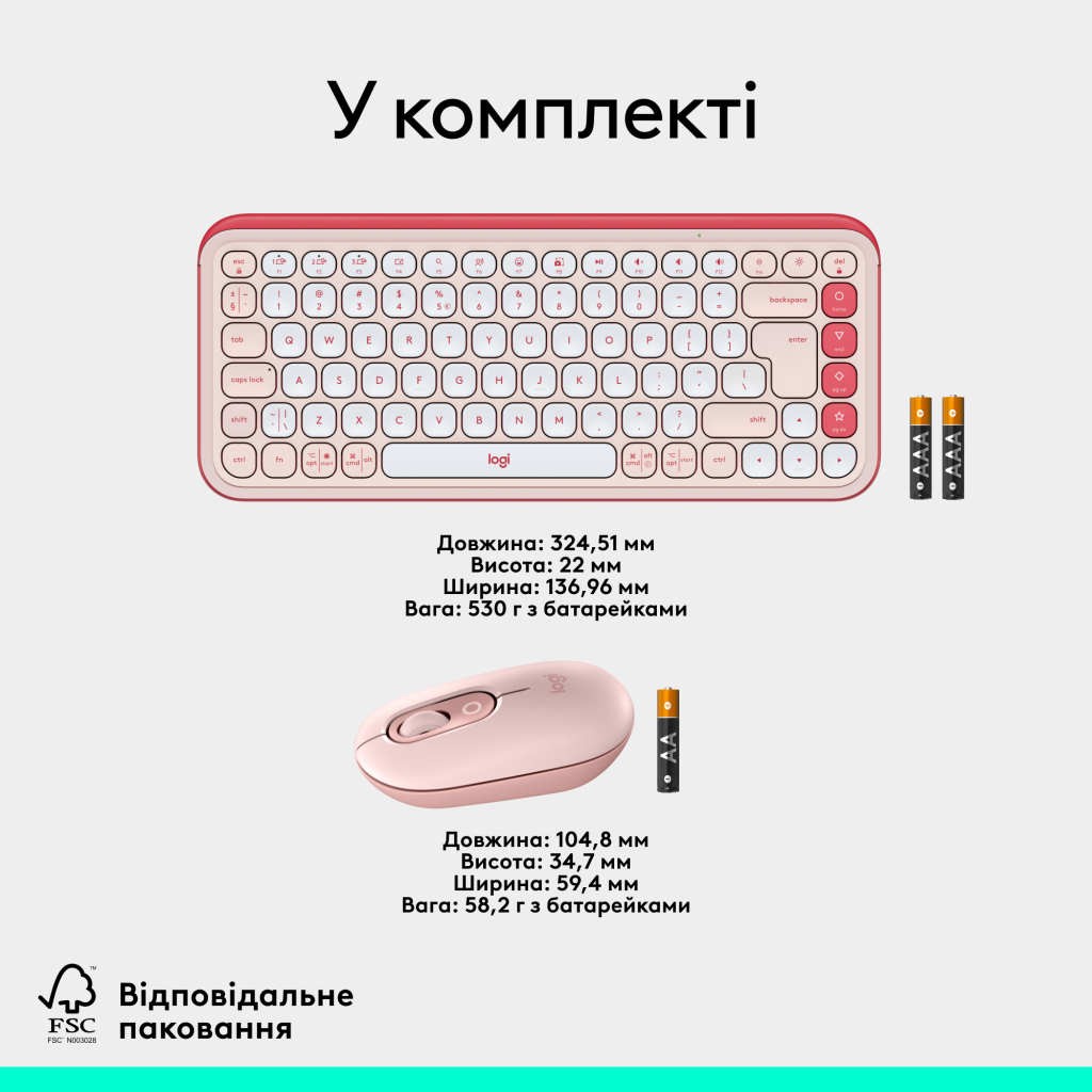 Комплект Logitech POP Icon Combo Bluetooth UA Rose (920-013142) - зображення 9