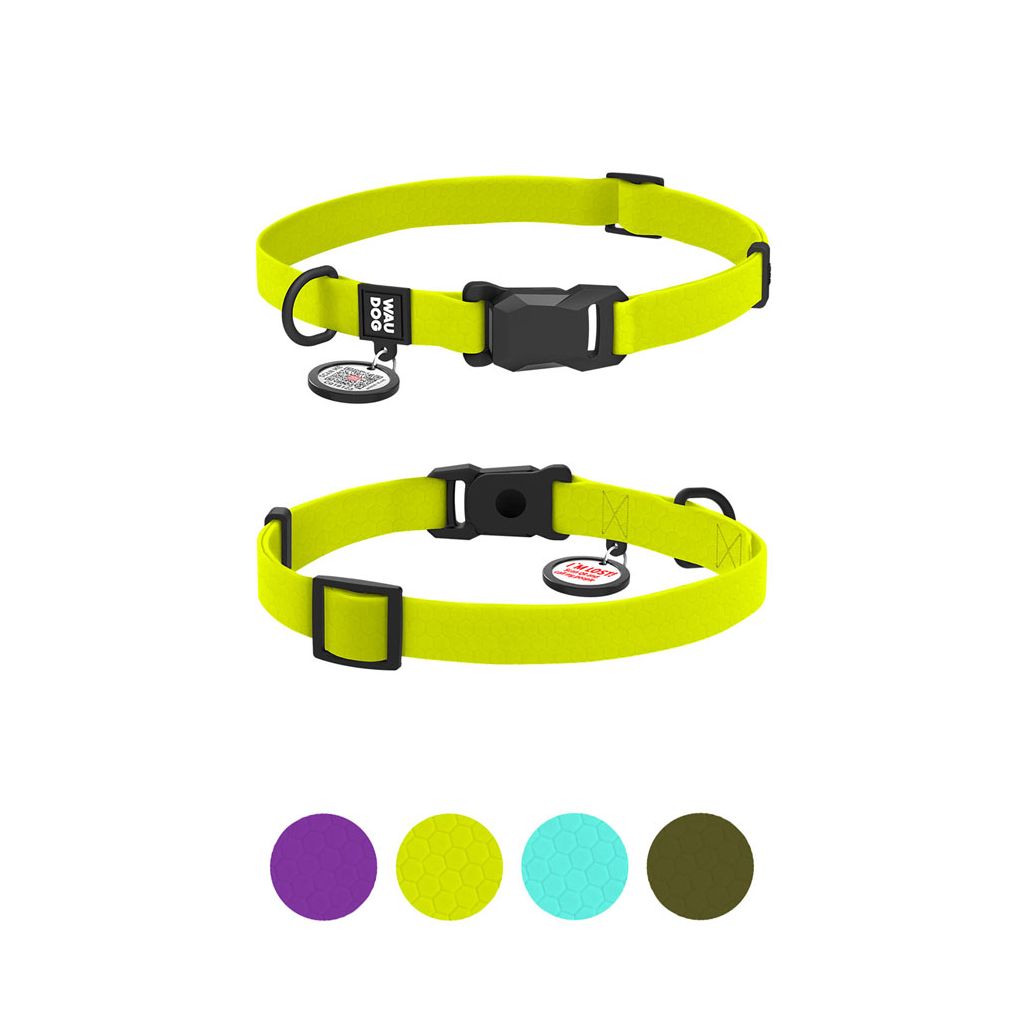 Нашийник для тварин WAUDOG Magnet c QR паспортом, магнітна пряжка-фастекс S лимонний (279426) - зображення 5