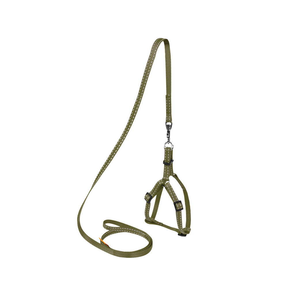 Шлея для собак Dog Extreme з нейлону регульована з повідцем Ш 14 мм Д 115 см хакі (070331) - зображення 2