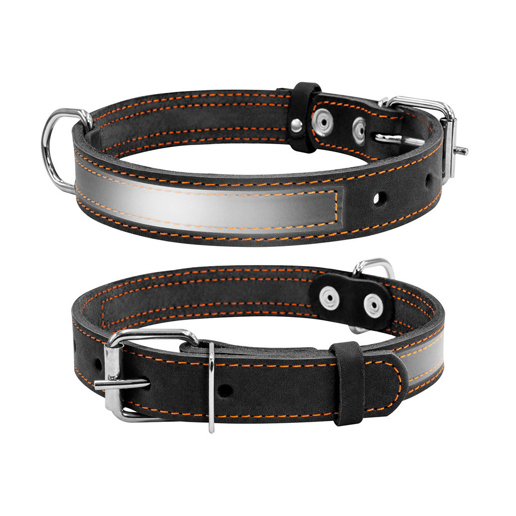 Нашийник для тварин Collar зі світловідбиваючою стрічкою Ш 25 мм Д 38-50 см чорний (02491) - зображення 1