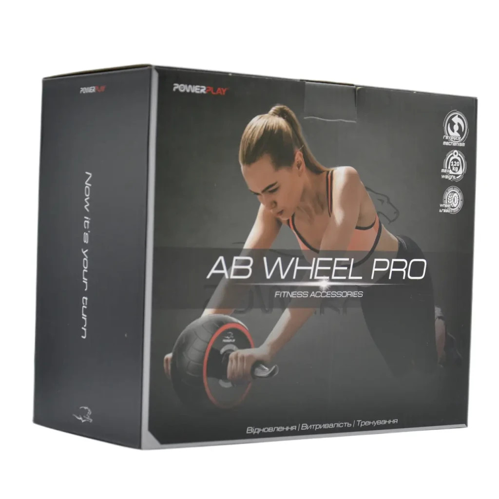 Ролик для преса PowerPlay зі зворотним механізмом AB Wheel Pro Чорно-червоний (PP_4326_Black/Red) - зображення 9