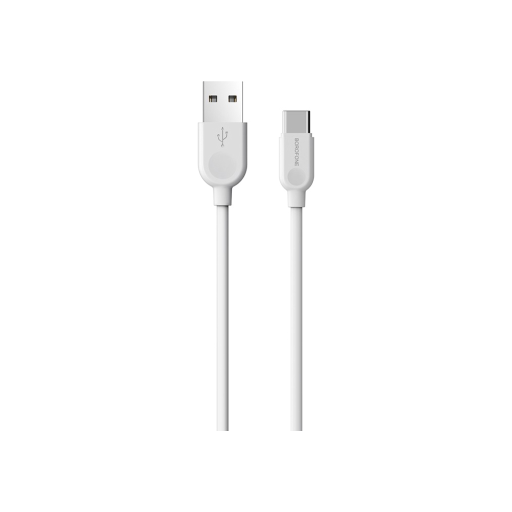 Дата кабель USB 2.0 AM to USB-C 1.0m 2.4A PVC BX14 white BOROFONE (6957531089995) - зображення 1