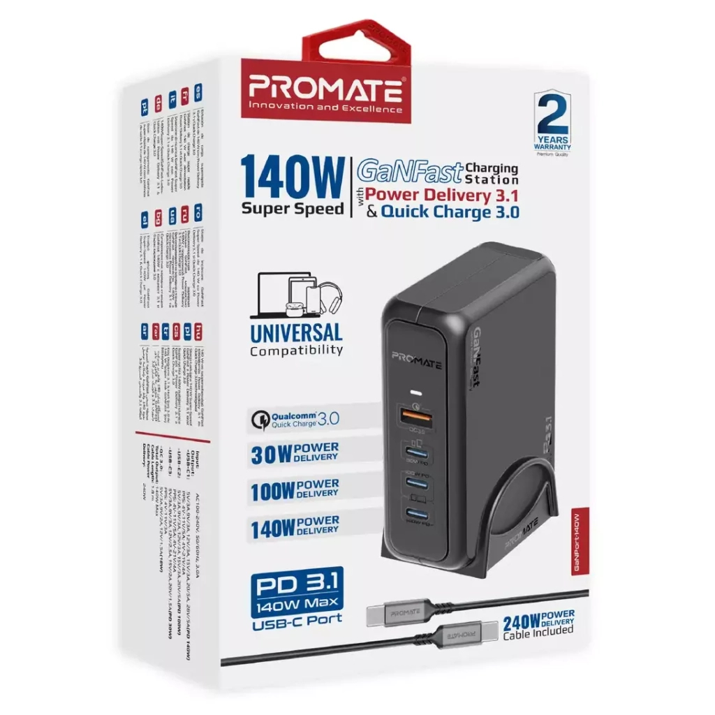 Зарядний пристрій Promate ganport-140w.black - зображення 2