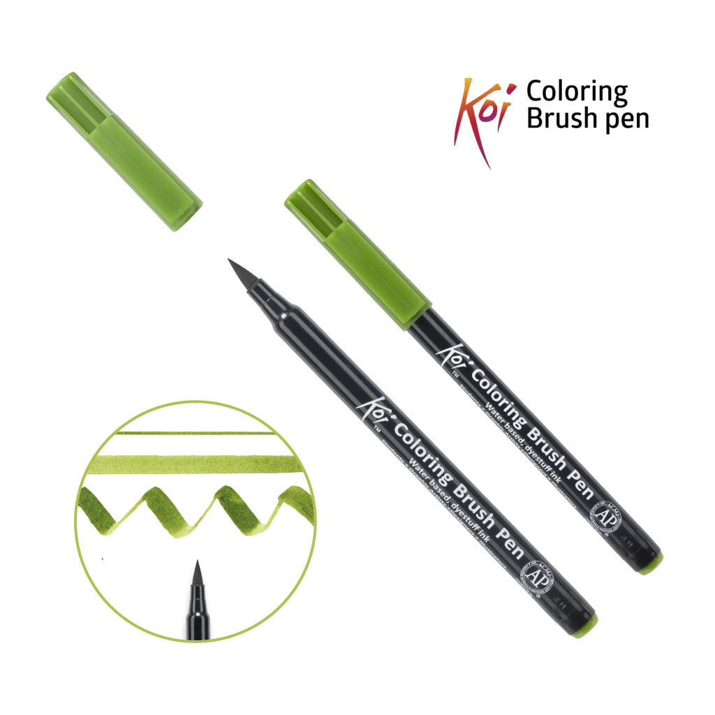 Художній маркер KOI Маркер-пензель акварельний Зелений болотний, 130 (084511393288) - зображення 1