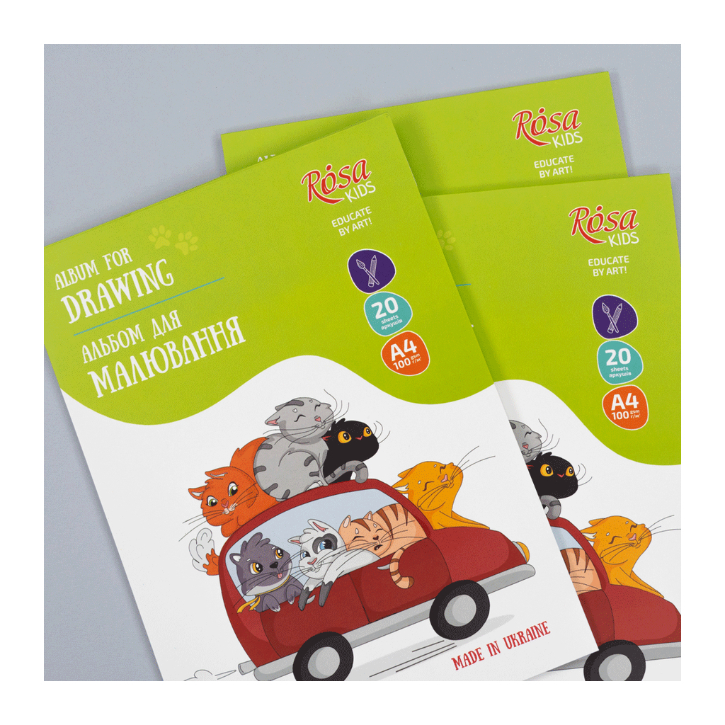 Альбом для малювання Rosa Kids склейка Cats in the Car А4 20 аркушів (4823098543015) - изображение 2