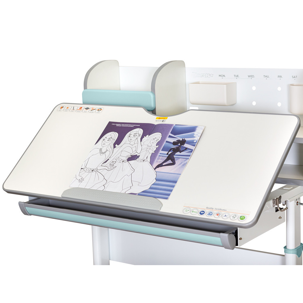 Парта Mealux Edmonton Multicolor BL з полицею (BD-610 W/МС + BL с полкой) - зображення 8