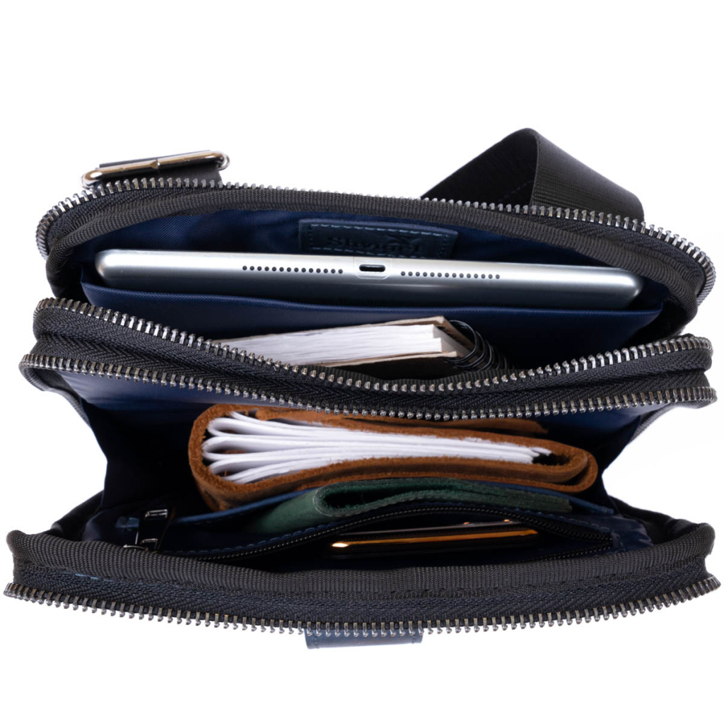 Сумка Shvigel На два відділення вінтажна шкіряна Синя (11284) - зображення 7