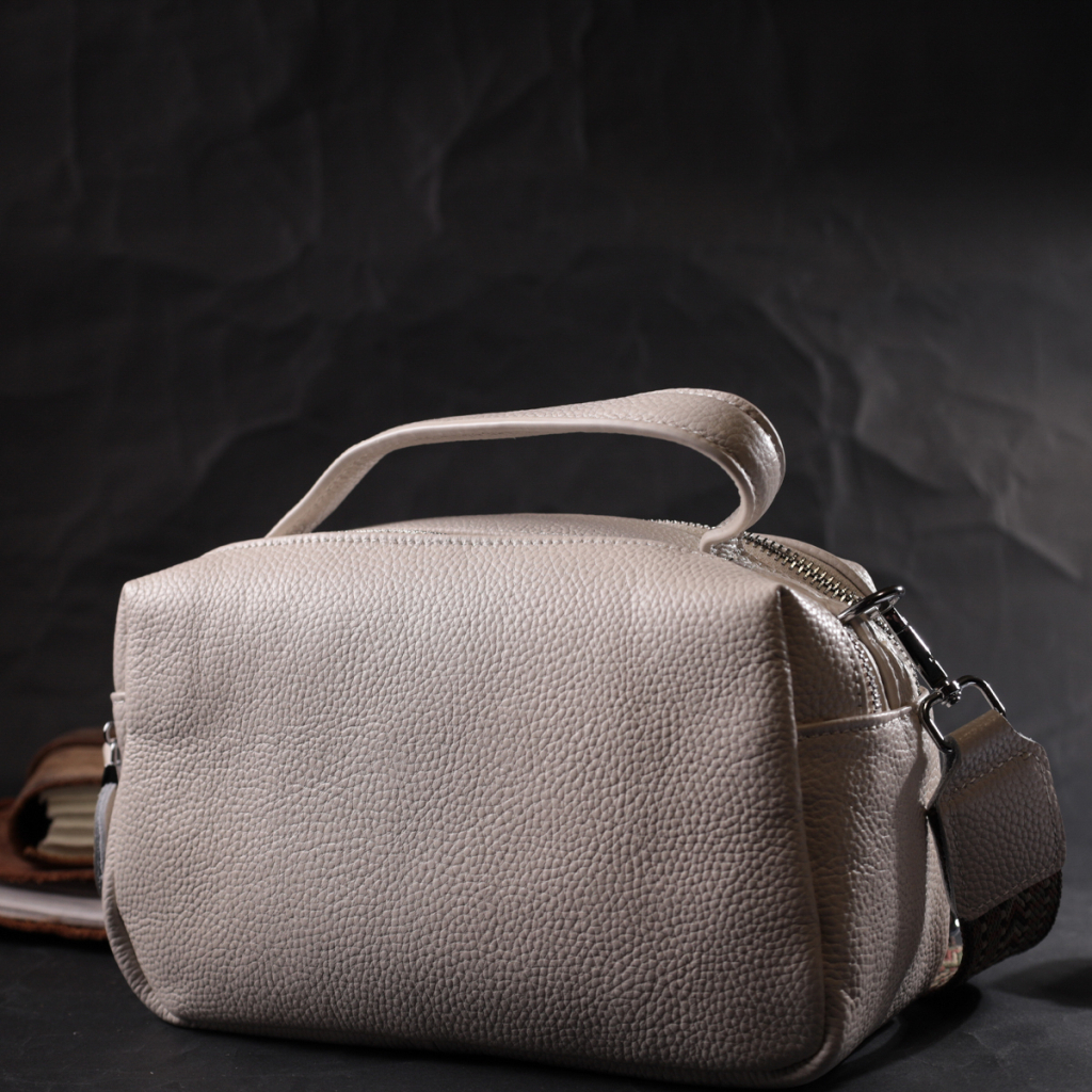 Сумка Vintage Жіноча прямокутна на два відділення з натуральної шкіри Біла (22344) - зображення 7