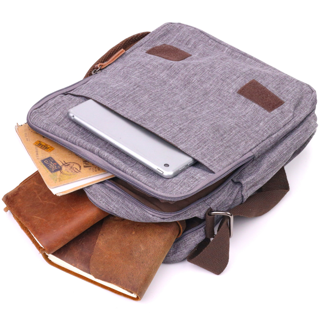 Сумка Vintage Через плече з текстилю Сіра (21263) - зображення 9