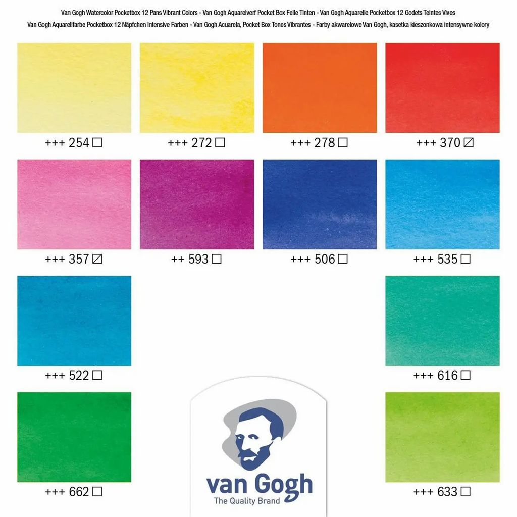Акварельні фарби Royal Talens Van Gogh Pocket box Vibrant Colours 12 кольорів (8712079422820) - изображение 6