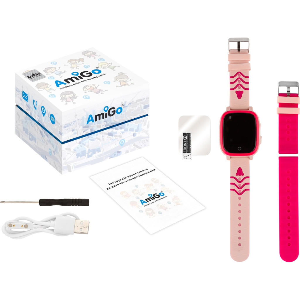 Смарт-годинник Amigo GO005 4G WIFI Kids waterproof Thermometer Pink (747018) - зображення 8