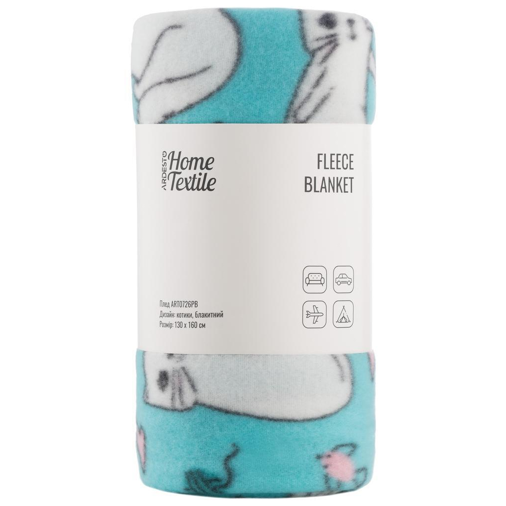 Плед Ardesto Fleece 100% поліестер, котики, блакитний 130х160 см (ART0726PB) - зображення 1