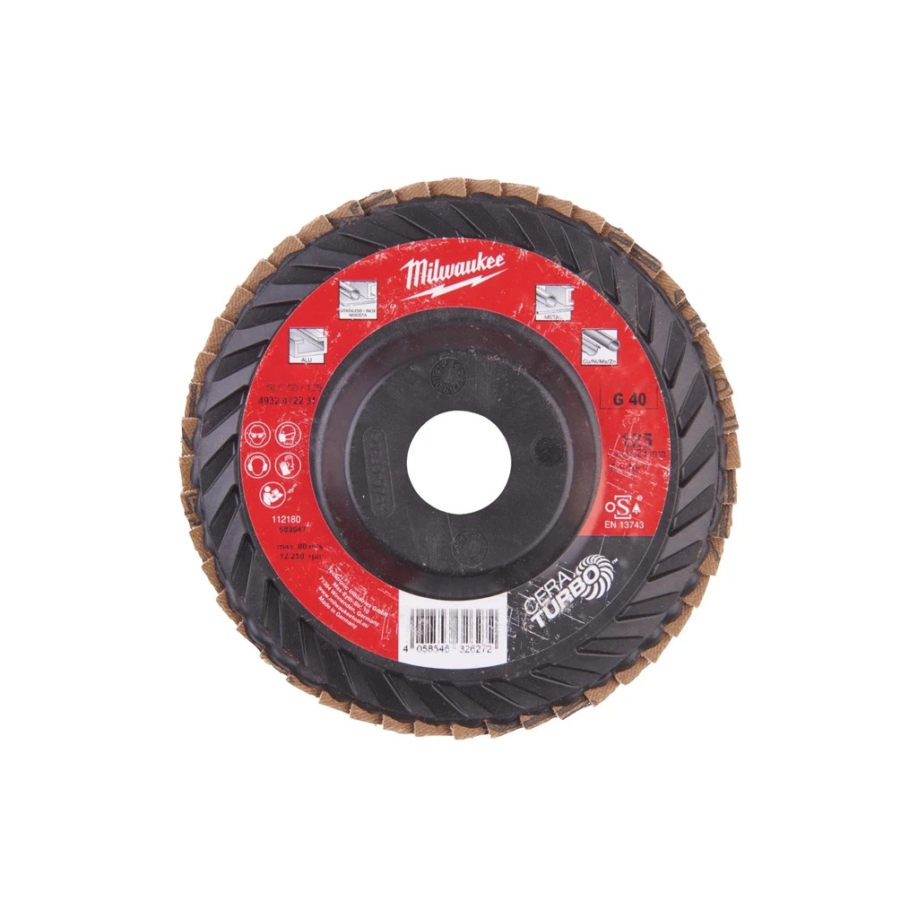 Круг зачистний Milwaukee пелюстковий CERA TURBO SLC50/125, зерно 80, 125мм (4932472233) - зображення 1