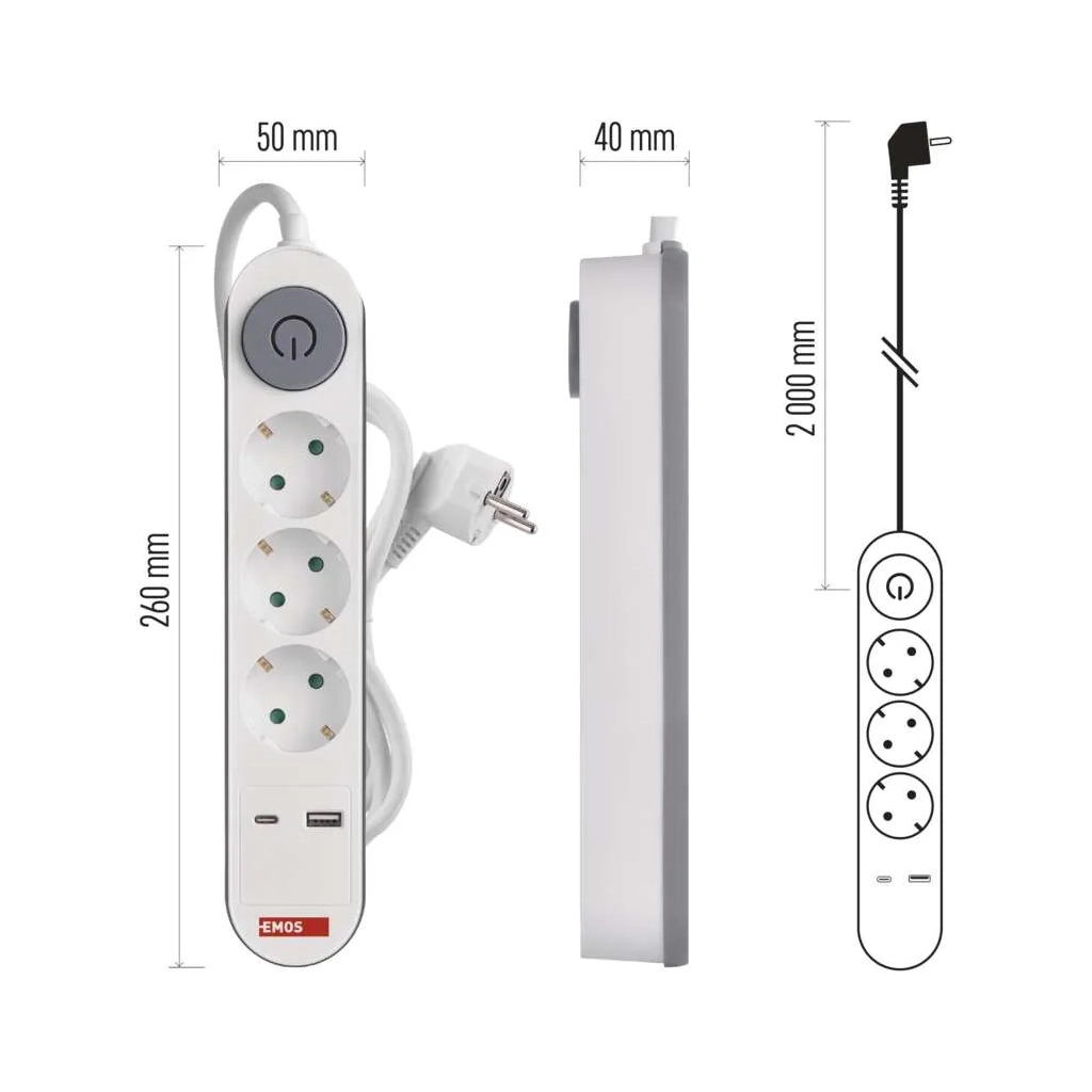 Мережевий подовжувач EMOS P1322PD - зображення 6