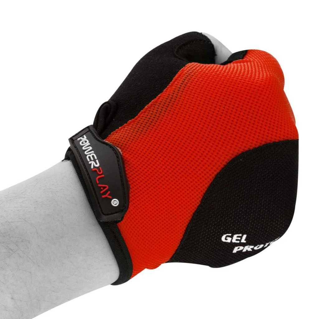 Велорукавиці PowerPlay 5028 Black/Red L (5028C_L_Red) - зображення 5