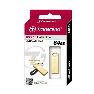 USB флеш накопичувач Transcend JetFlash 520, Gold Plating (TS64GJF520G) - зображення 2