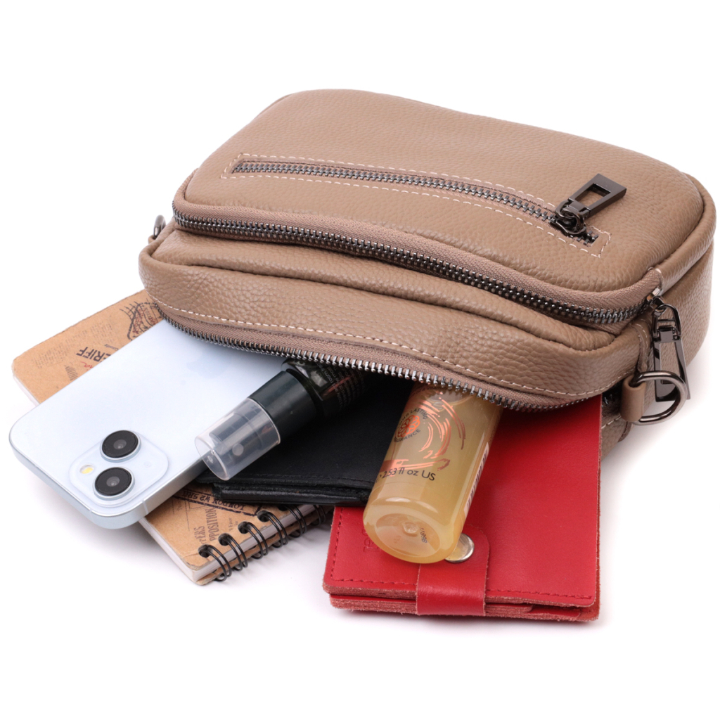 Сумка Vintage Жіноча з накладною кишенею з натуральної шкіри Бежева (22638) - зображення 10