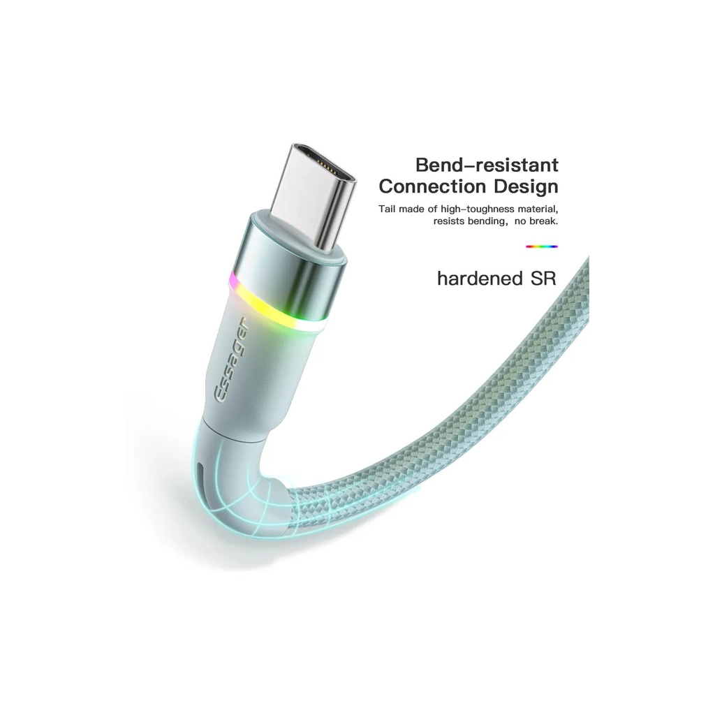 Дата кабель USB 2.0 AM to USB-C 1.0m 3A LED blue Essager (EXCT-XCD03) - зображення 3