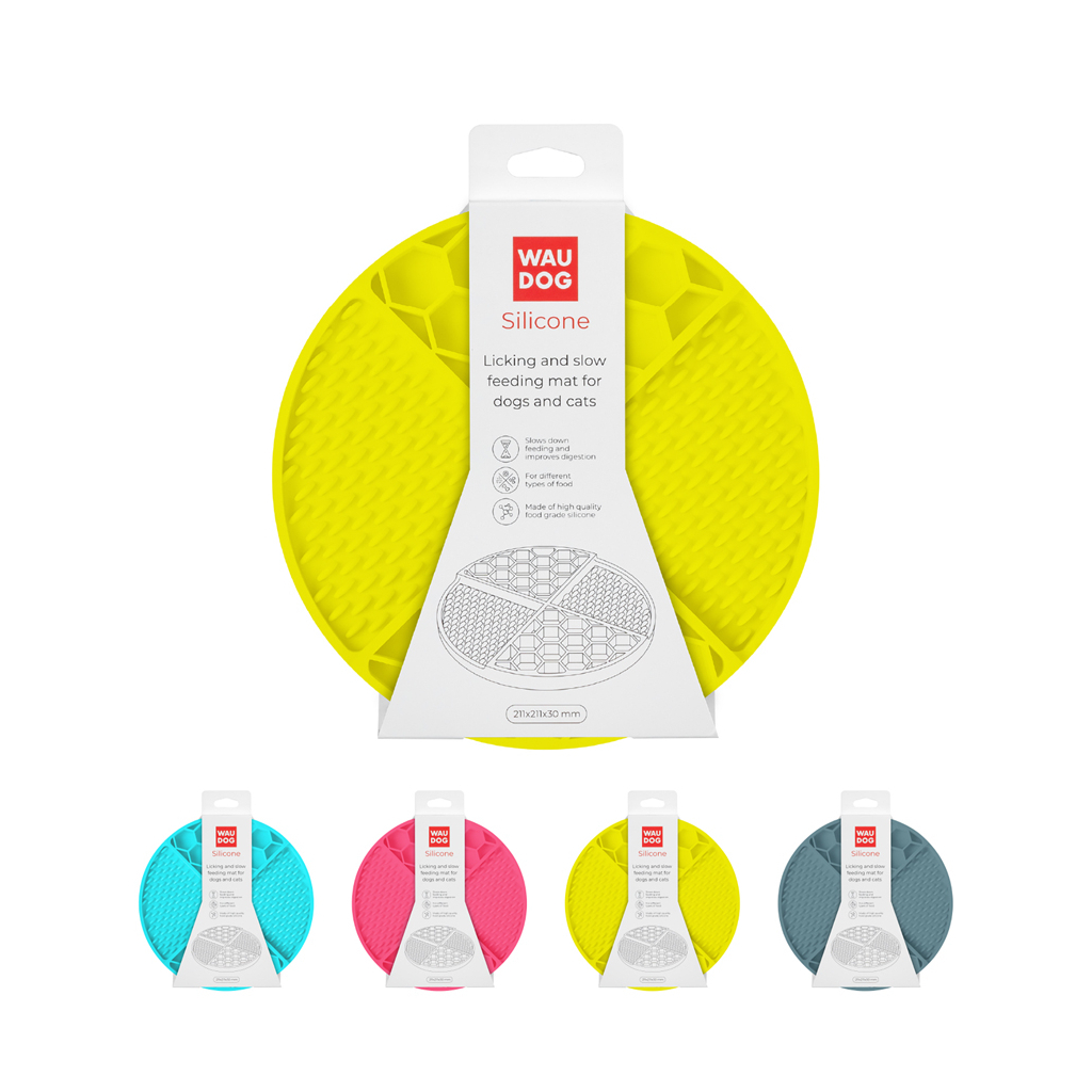 Універсальний посуд для тварин WAUDOG Silicone Килимок для злизування 21х21х3 см жовтий (23508) - изображение 1
