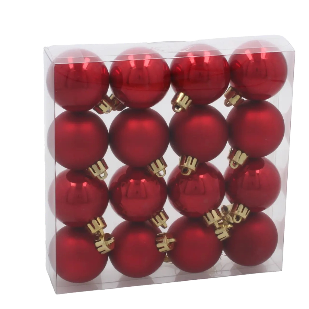 Ялинкова іграшка Chomik пластикові кульки 16шт, 4 см, червоні (5900779893856_2) - зображення 1
