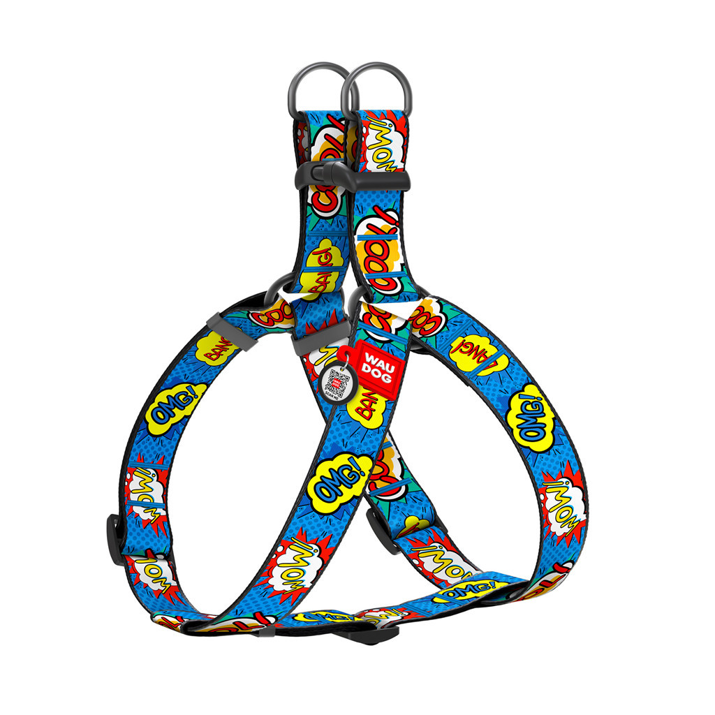 Шлея для собак WAUDOG Nylon з QR паспортом "ВАУ" пластиковий фастекс XL (324-0087) - изображение 1