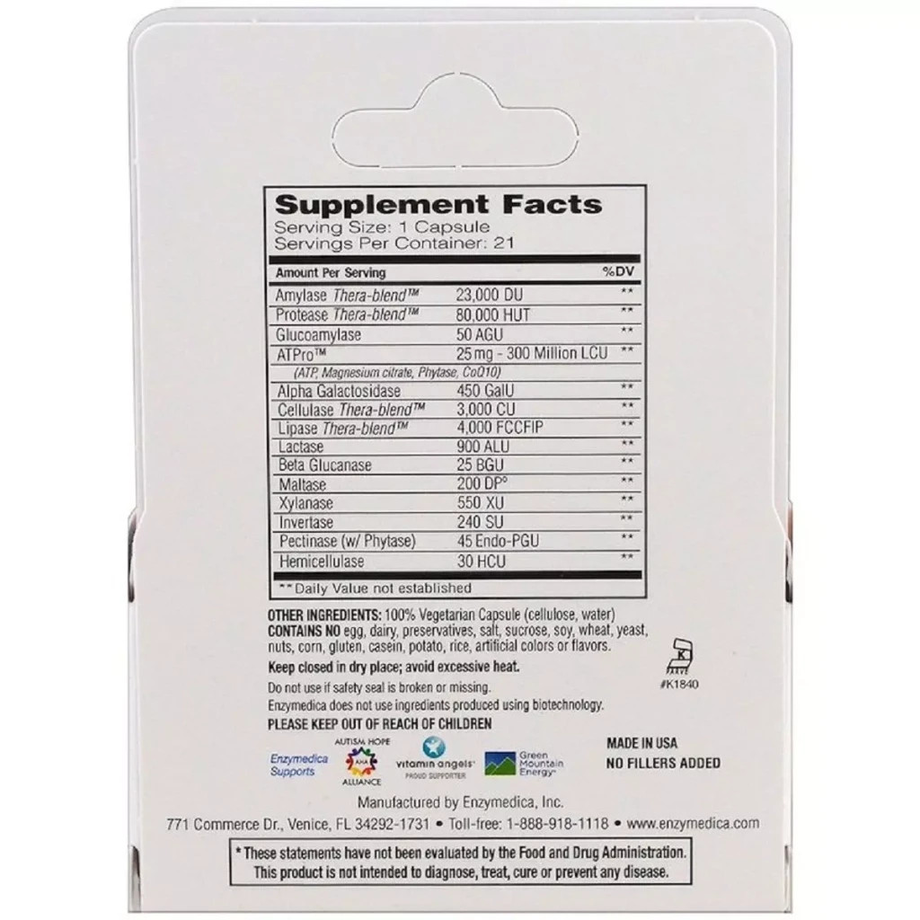 Пробіотики Enzymedica Травні ферменти, Digest Gold з ATPro, 21 капсула (ENZ-24150) - зображення 3