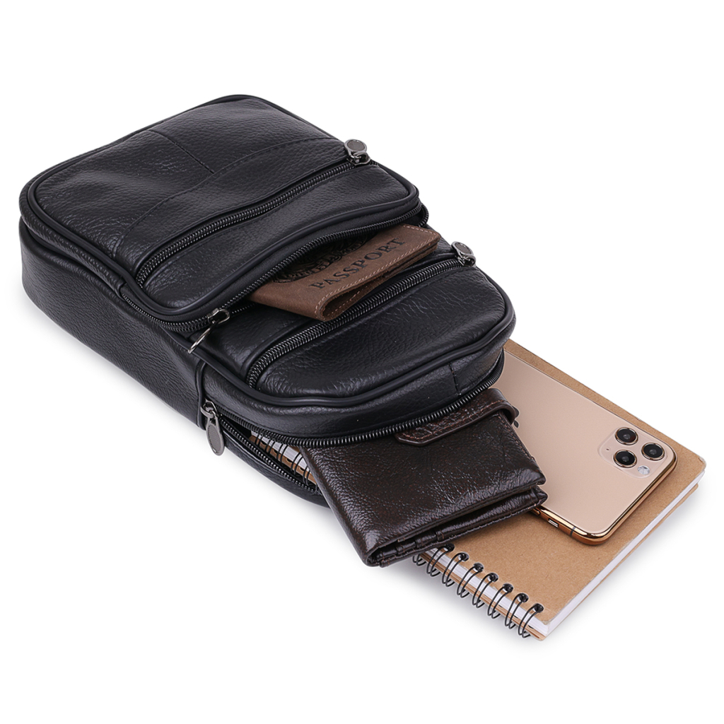 Сумка Vintage Шкіряна чоловіча через плече Чорна (20000) - зображення 7