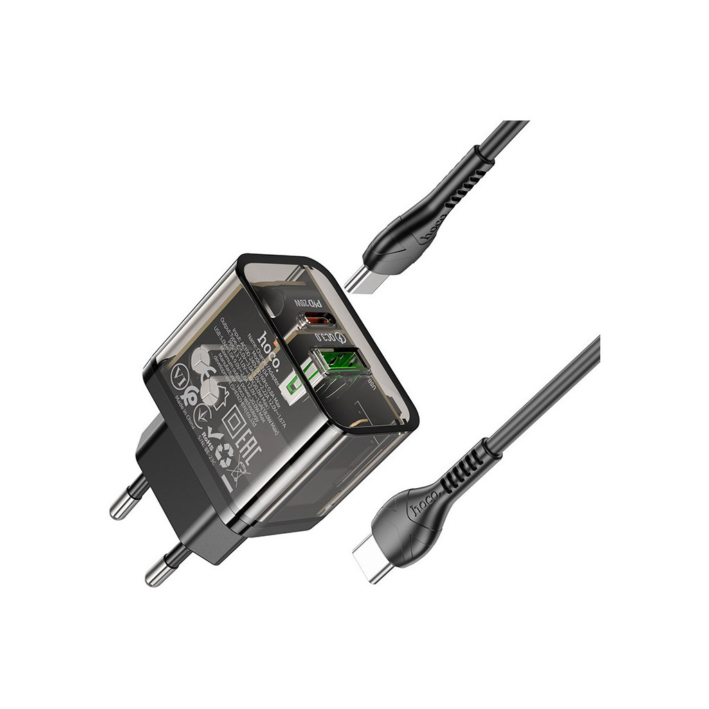 Зарядний пристрій HOCO N34 Dazzling dual-port Black (6931474799180) - зображення 5