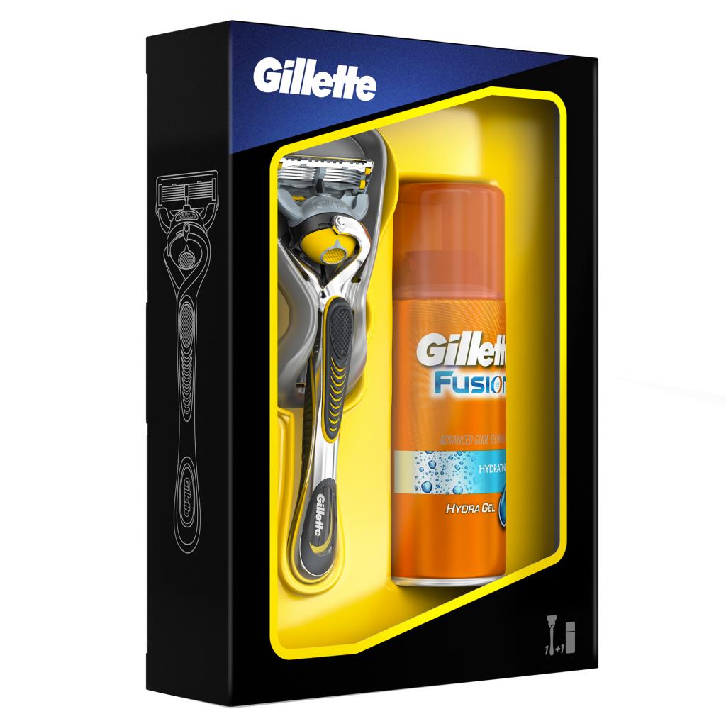 Набір для гоління Gillette Бритва Fusion ProShield + Гель для бритья Hydrating 75 мл (7702018423033) - зображення 2