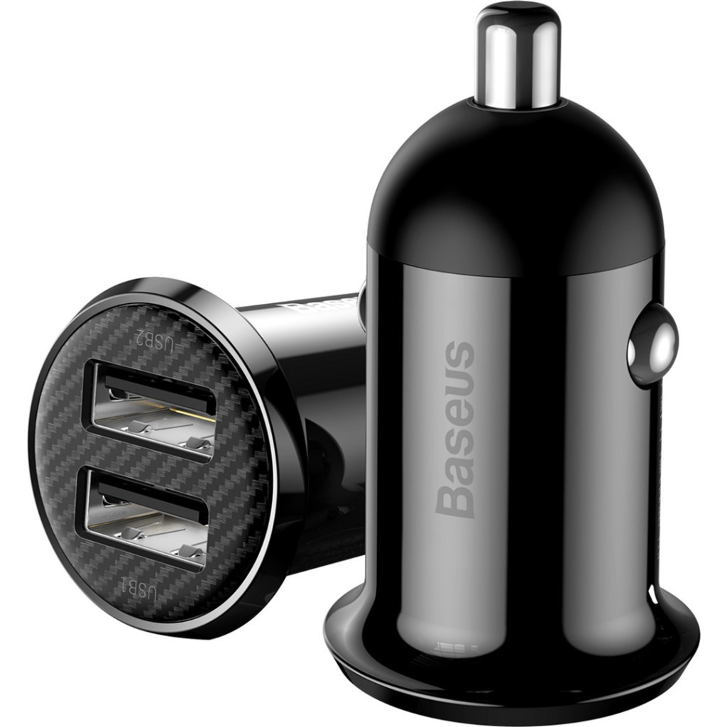 Зарядний пристрій Baseus Grain Pro Car Charger (Dual USB 4.8A ) USB Black (CCALLP-01) - изображение 4