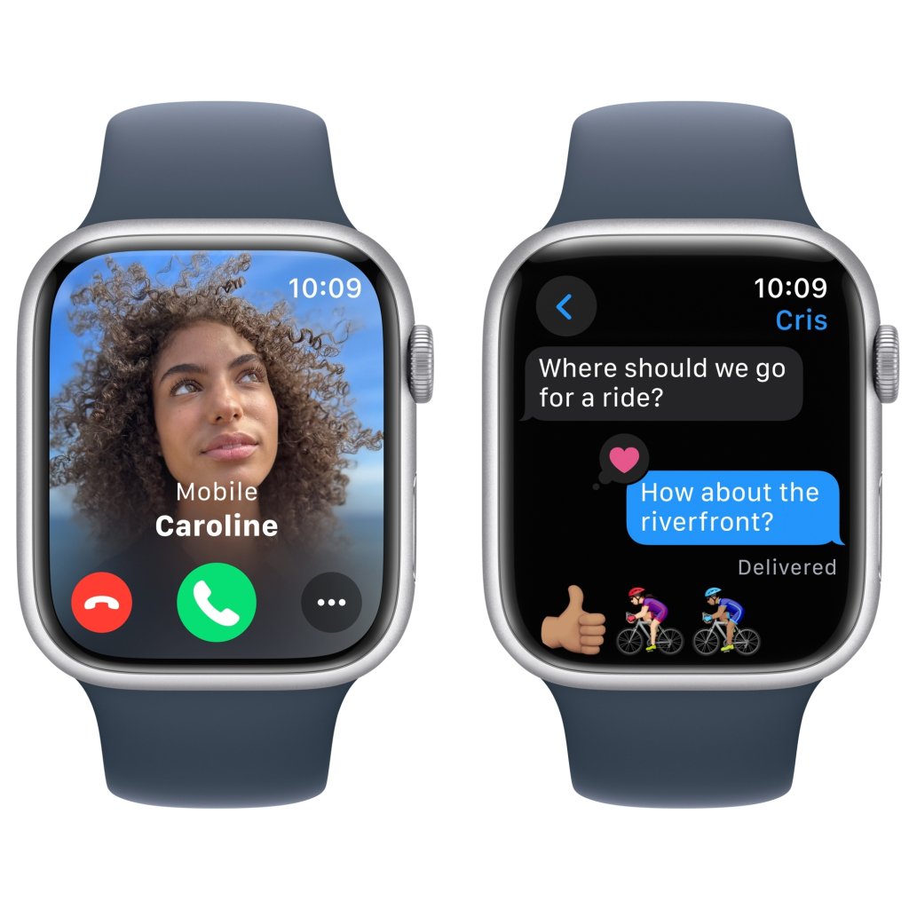 Смарт-годинник Apple Watch Series 9 GPS 45mm Silver Aluminium Case with Storm Blue Sport Band - M/L (MR9E3QP/A) - зображення 5