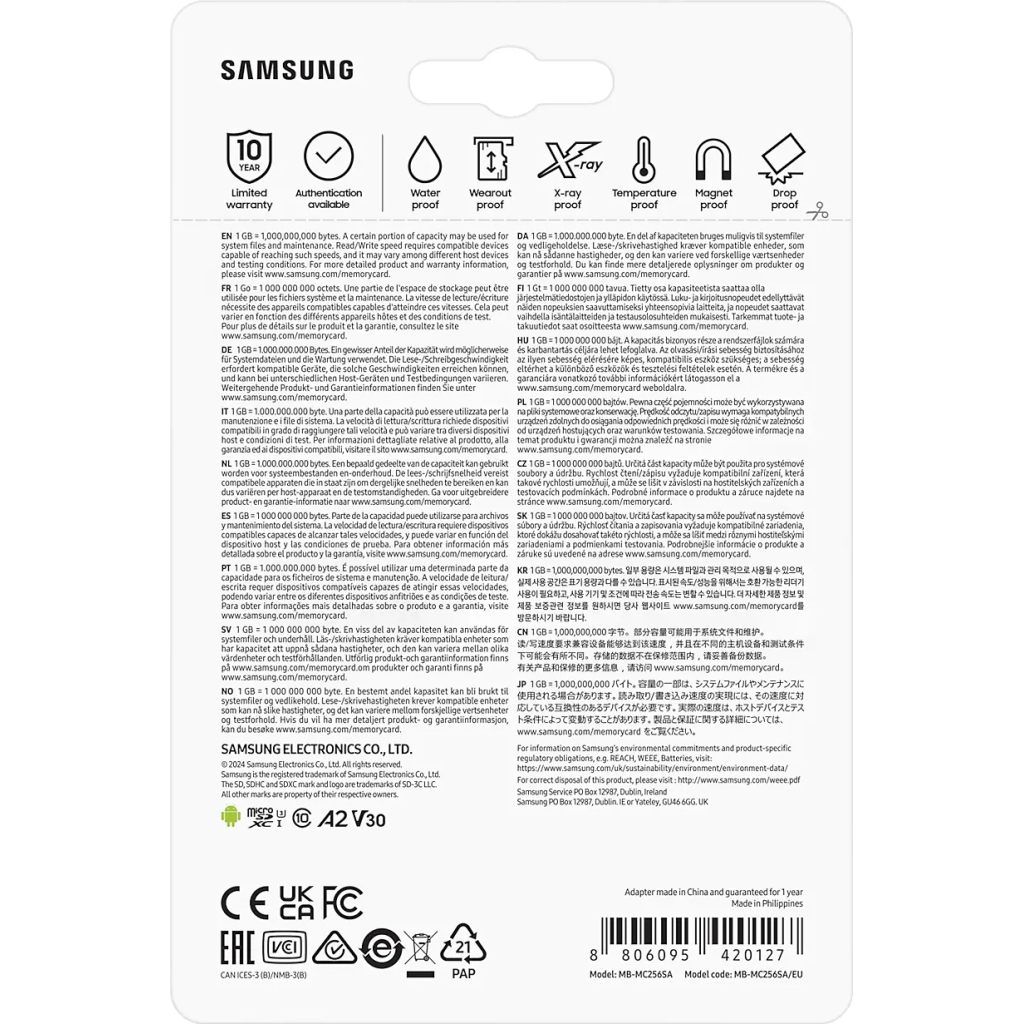 Карта пам'яті Samsung 256GB microSD class 10 UHS-I U3 V30 A2 EVO Plus (MB-MC256SA/EU) - изображение 9