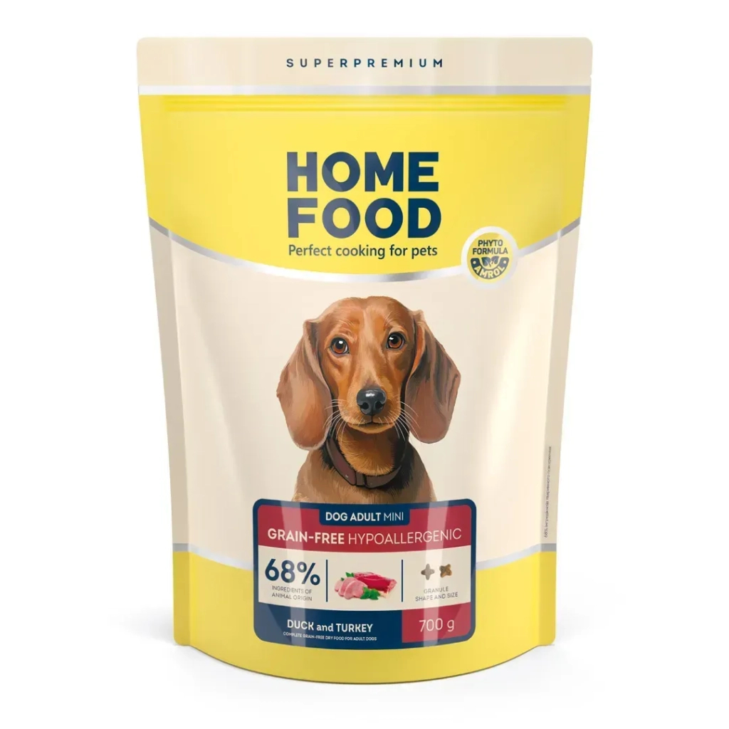 Сухий корм для собак Home Food ADULT MINI Grain-free hypoallergenic з качкою та індичкою 700 г (4820235020927) - зображення 1