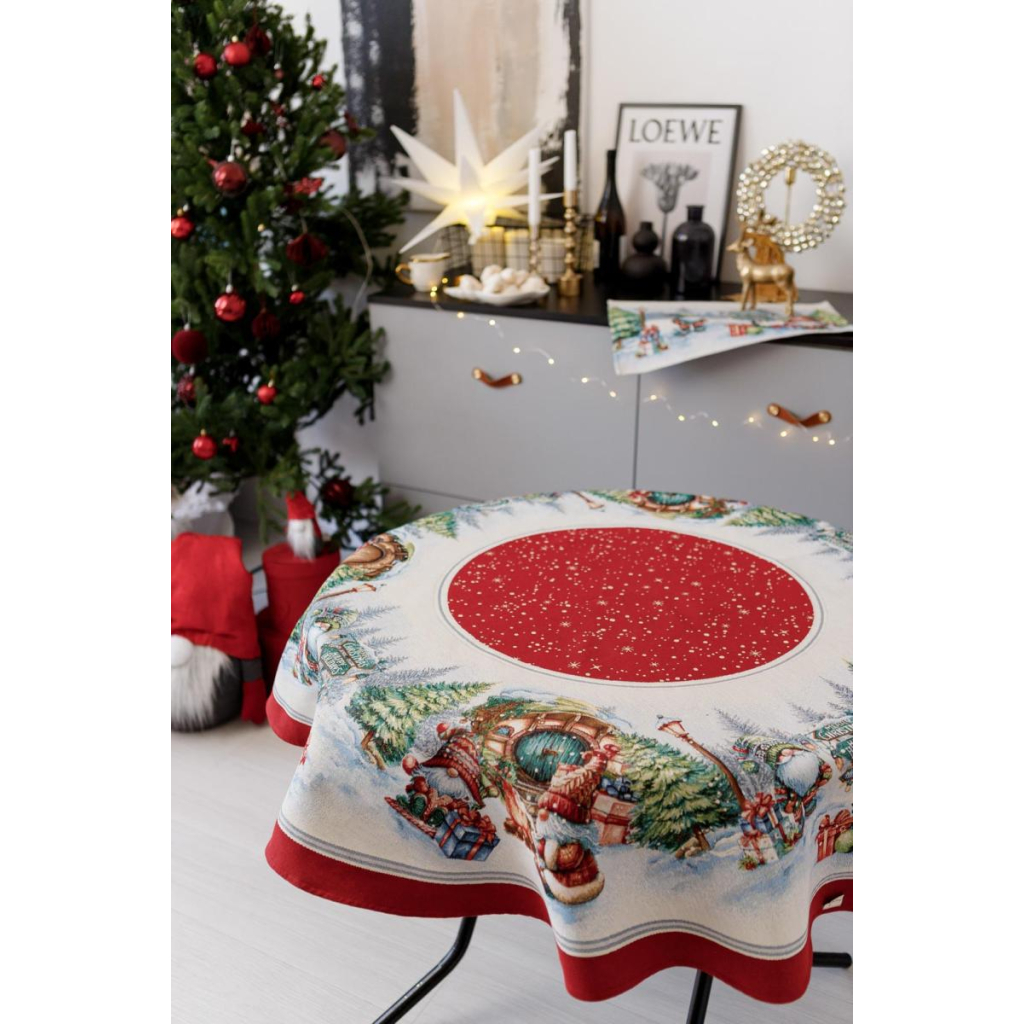 Скатертина Прованс гобеленова Різдвяне багаття Dх140 см (037410) - зображення 4