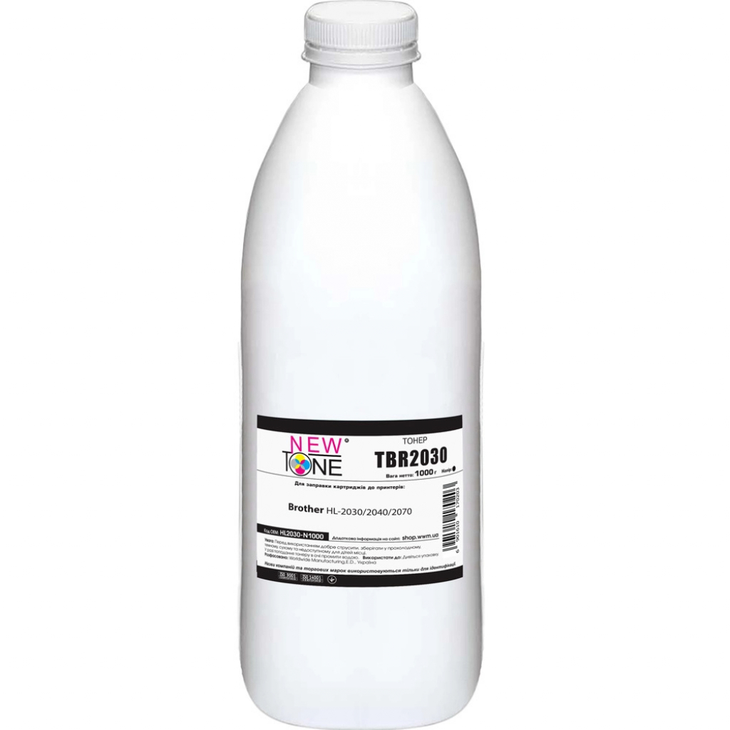 Тонер NewTone Brother HL-2030/2040/2070, 1000г Black (HL2030-N1000) - изображение 1