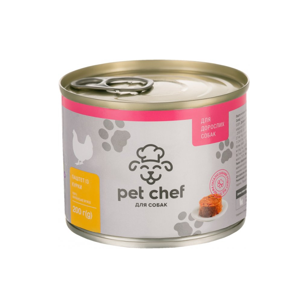 Консерви для собак Pet Chef паштет з куркою 200 г (4820255190129) - зображення 1