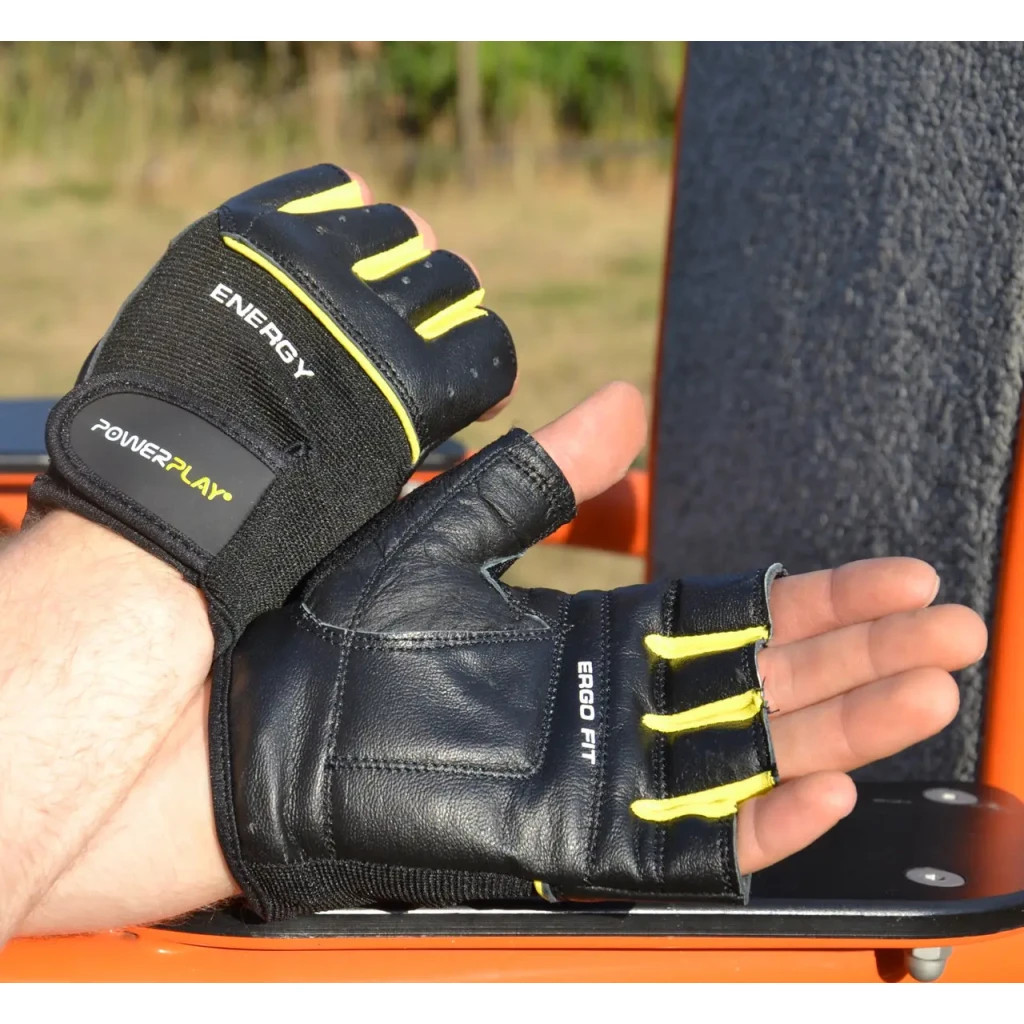 Рукавички для фітнесу PowerPlay 9058 Energy чорно-жовті M (PP_9058_M_Energy) - зображення 4