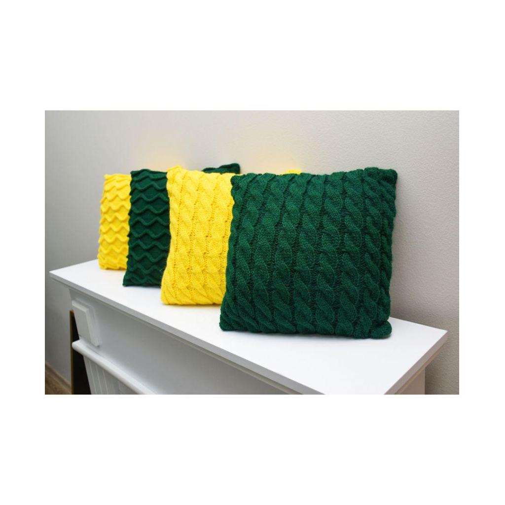 Подушка Прованс в'язана декоративна Коси зелена 33х33 см (027423) - зображення 3